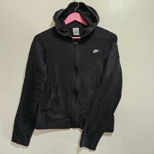 Nike Women's  Full-Zip Hoodie Black M Embroidered Logo Drawstring Pockets Soft